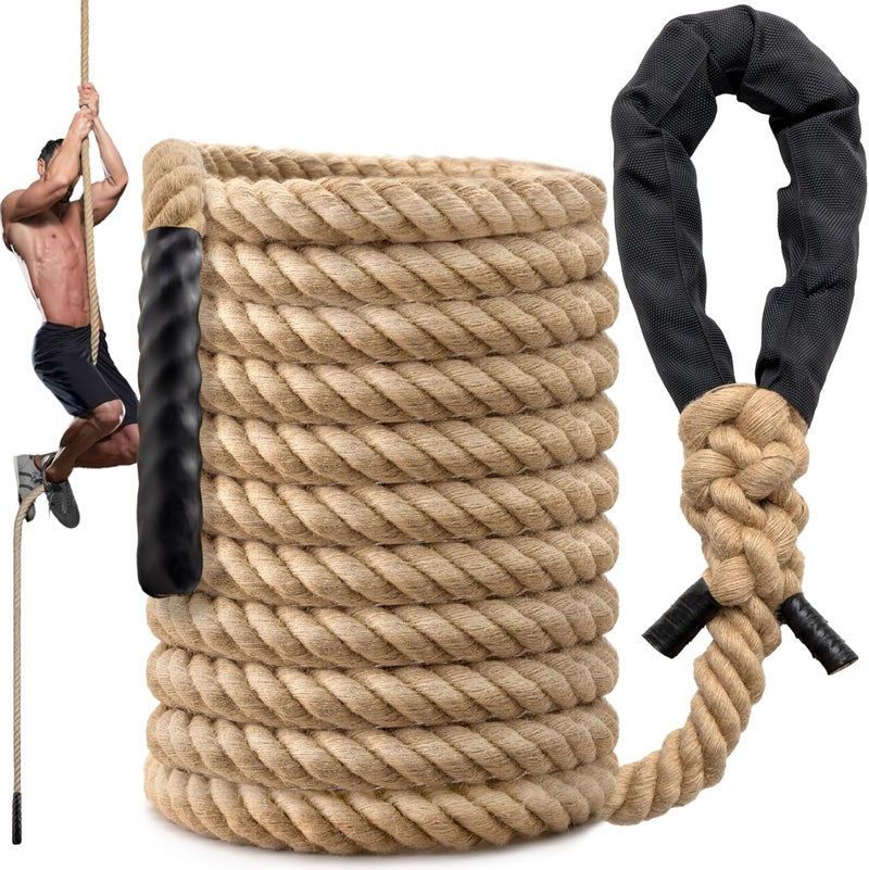 Sodlar Climbing Rope Gym Workout - 10FT 15FT 20FT 25FT 30FT 35FT Heavy Duty Jute Thick Ropes for Adults Strength Training Outdoor Tree Swing Indoor Home Fitness Exercise - 1.5 Inch - Image 1